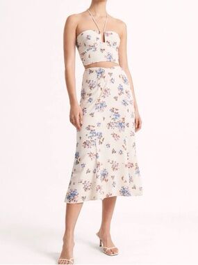 Abercrombie & Fitch Floral Set Top S - Skirt XS Midi Cottagecore Summer